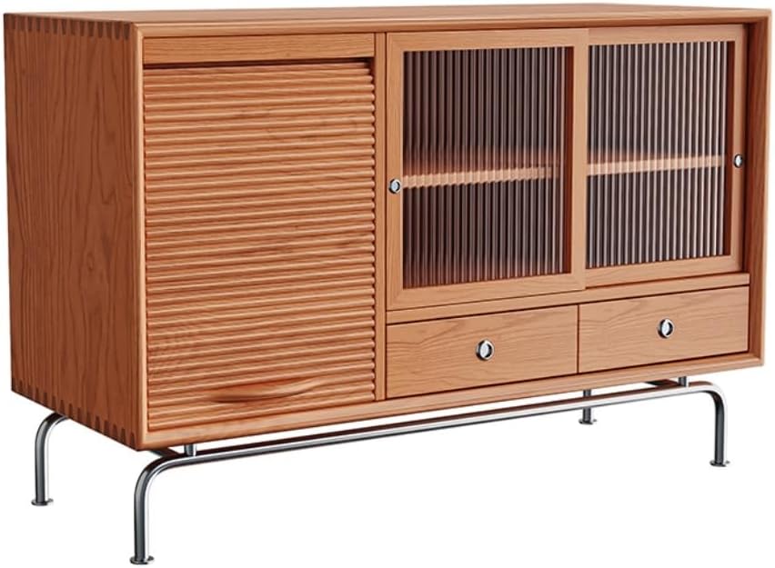Sideboard Cabinet Solid Wood Roller Shutter Door Sideboard Living Room Storage Cabinet Modern Storage Buffet Cabinet Restaurant Cabinet Sideboard Cabinet with Drawers(B)
