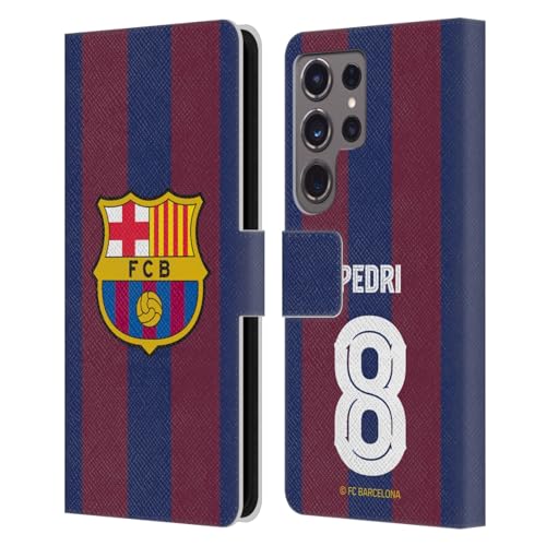 Funda de cuero Samsung Galaxy S24 Ultra 5G del FC Barcelona Pedri con elegante acabado tipo libro
