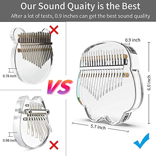 ANNKIE Kalimba Thumb Piano,Finger Piano, 17 Keys Rainbow Transparent Acrylic Material Thumb Piano, Marimba Musical Gift Music Book, Instrument for Music Lovers Beginners