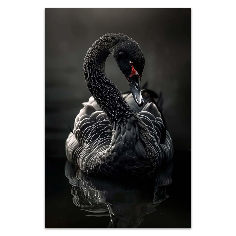 COTAIL Unframed Canvas Wall Art For Bedroom Office Wall Decor, Black Swan Wall Decorations For Living Room Painting Pictures 18x12in Artwork For Modern Posters Prints Home Decor