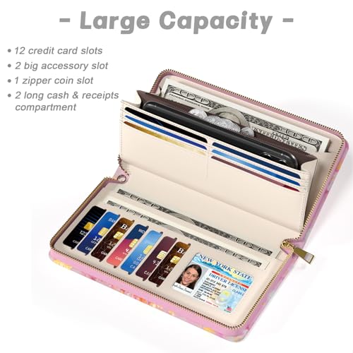 Image of Aiawoxc Womens Wallet, RFID Wristlet Wallets for Women, Ladies Clutch Purses, Large Travel Card Holder with Phone Holder | RFID