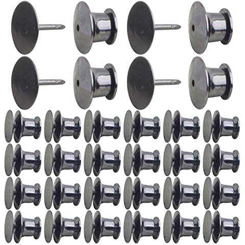 Aylifu 30pcs 10 mm Brass Blank Pins Tie Tacks with 30pcs 10 mm Locking Pin Backs Pin Keepers Locking Clasp for DIY Craft Brooches Name Tags Jewelry Making Supplies, Gun Black Cover