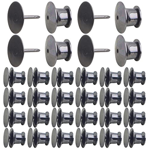 Aylifu 30pcs 10 mm Brass Blank Pins Tie Tacks with 30pcs 10 mm Locking Pin Backs Pin Keepers Locking Clasp for DIY Craft Brooches Name Tags Jewelry Making Supplies, Gun Black