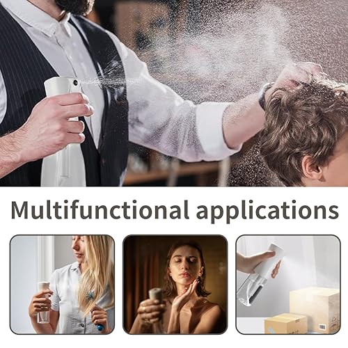 Continuous spray bottle,2 pcs/6.8 OZ Travel spray bottle,hair mister,Spray mist bottle,Fine mist spray bottles for face - for Essential Oil Scents, Salons,Cleaning, Barbers,Plants, (White &Black） ﻿4