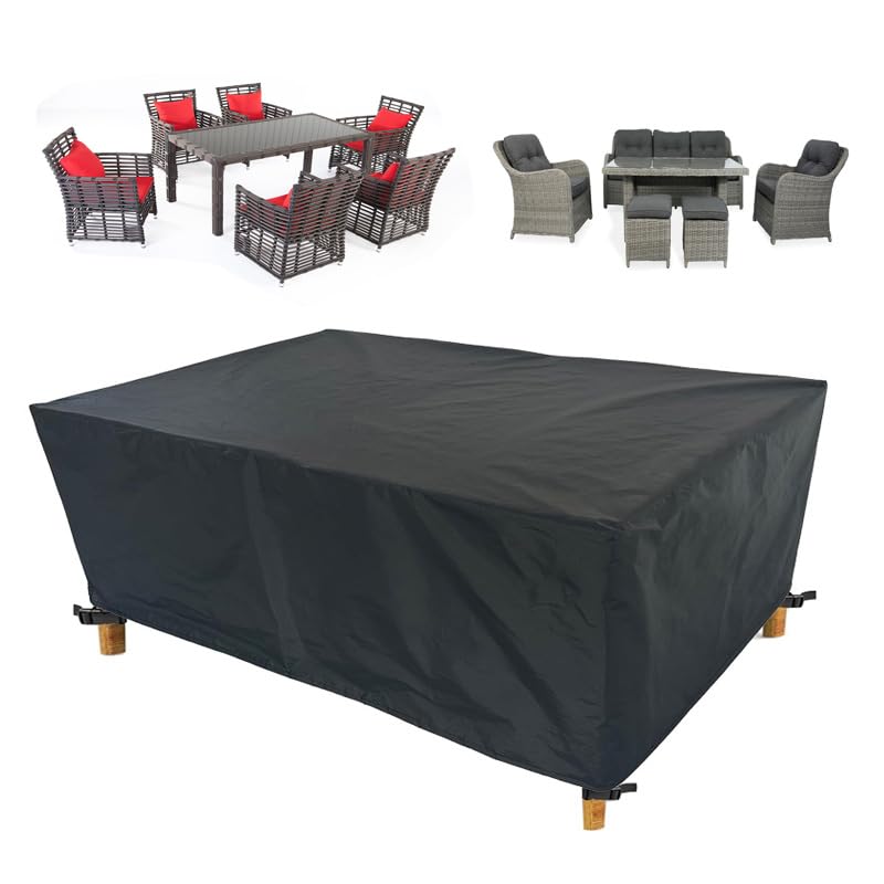 IUCUHE Large Garden Furniture Covers Waterproof 170x80x70cm/LxWxH Patio Furniture Covers,Outdoor Patio Rattan Cube Table Cover,Rectangular Cover for Outside Seating