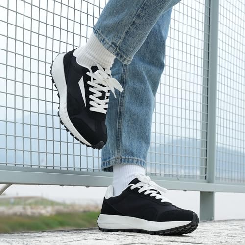 JABASIC Women Lace Up Fashion Sneakers Comfortable Vintage Walking Sports Shoes2