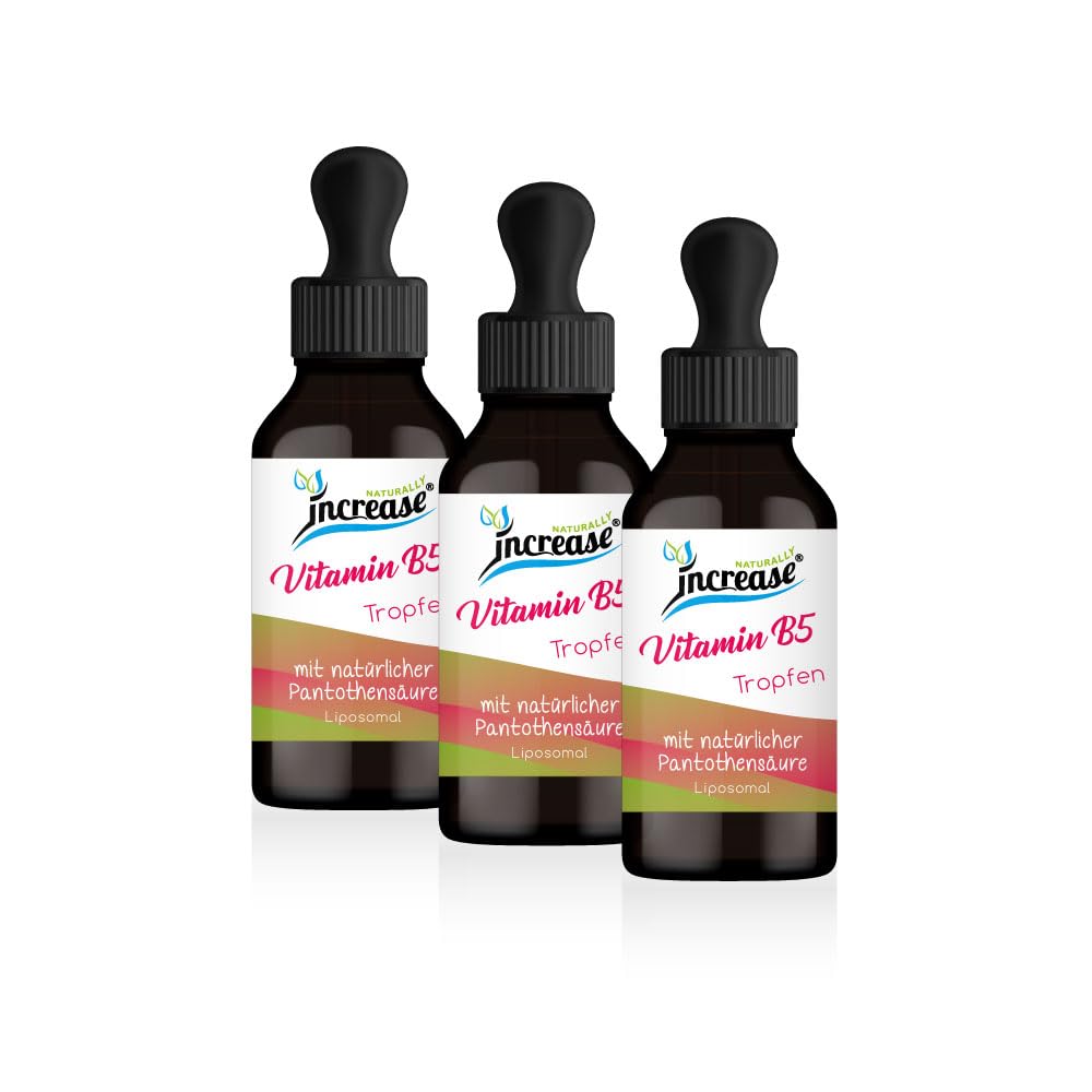 Nimm 3, zahl 2 Aktion Liposomale Vitamin B5 Tropfen hochdosiert - (45.000mg in 3 Flaschen) 500mg Vitamin B5 (Pantothensäure) pro Tagesdosis - MCT Öl - Hohe Bioverfügbarkeit