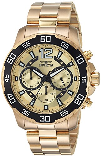 Invicta Men's Pro Diver Quartz Watch with Stainless-Steel Strap, Gold, 22 (Model: 22715)