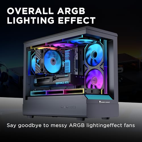 Image of Interstellar V2 120mm Case Fan Infinity Mirror Module Daisy-Chain ARGB Fan Triple Pack with Controller Suitable for Computer Case & 360mm AIO Cooler(Black)