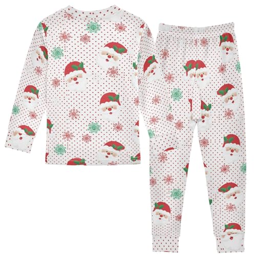 Pajama Sets Long Sleeve Santa Claus Snowflakes Soft Comfy Sleepwear 2 Piece PJS 3-8T3