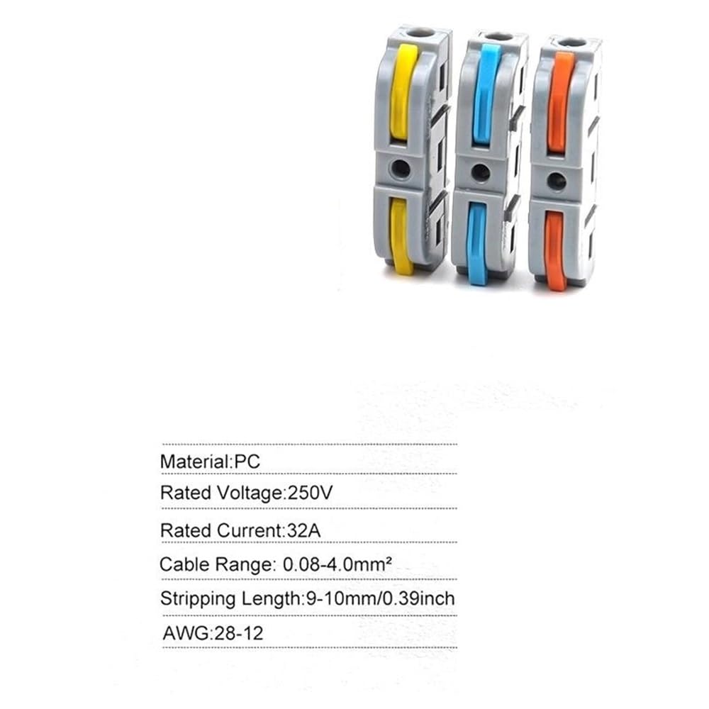 Connettore del filo 50 pezzi 28-12AWG Quick Connect Giunzione elettrica, Kit di connettori for cavi a leva, for a spinta rapida