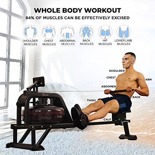 Image of PowerMax Fitness RWC-1000 Water Rowing Machine with Digital Display for Commercial use,8 levels of water resistance,Maximum User Weigh is 135KG of rower