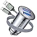 AINOPE USB Auto Ladegerät, [Duales QC3.0 Port] 36W/6A KFZ Schnellladung Zigarettenanzünder, Mini Metall Adapter mit 1M Nylon USB Type C Ladekabel für Samsung Galaxy,Realme,Xiaomi,Moto,Sony