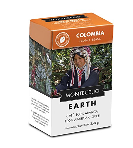 Montecelio - Café En Grano 100% De Colombia. Café Seleccionado De Tueste Natural 100% Arábica. Aroma Floral, Gran Acidez Y Cuerpo Medio. Montecelio Earth. Paquete De 250 Gramos Cover