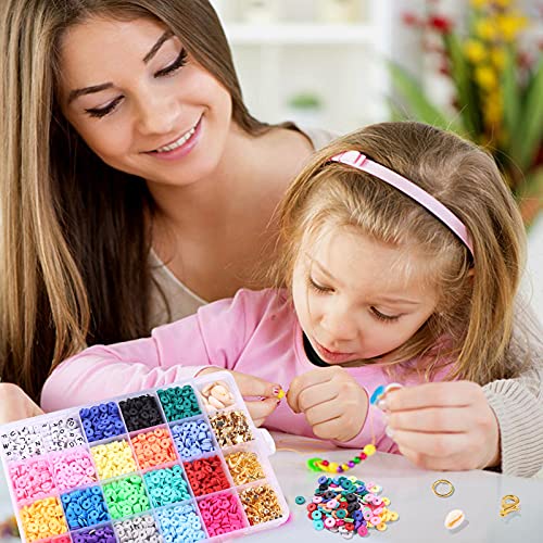 4000 stuks kleiparels, 6 mm vlakke, ronde kralen met 270 sieradenproductiekit, 20 kleuren, handgemaakte platte kralen… - Afbeelding 7