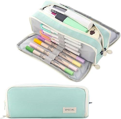 iSuperb Estuche grande para lápices con 3 compartimentos, bolsa de lápices de gran capacidad para niños, adolescentes, niñas, niños, estudiantes,