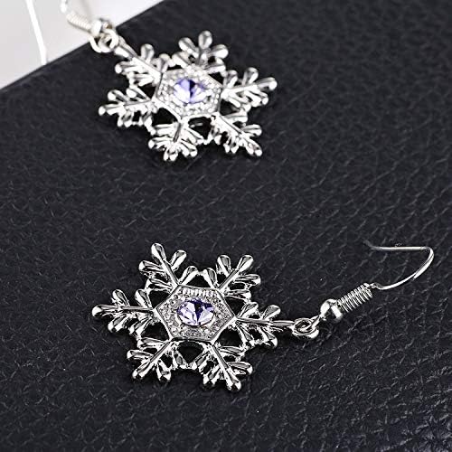 Christmas Snowflake Earrings for Women Winter Crystal Snowflake Drop Dangle Earrings Christmas Festive Gift for Women - Image 9