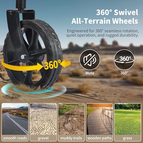Naturehike Wózek składany, 90 l, 120 kg, udźwig, składany wózek ogrodowy z hamulcami, składany wózek ręczny, regulowany uchwyt, na kemping, plażę, zakupy (brązowy, 90 l)