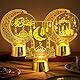 3 Stück Ramadan Deko Laterne, LED Ramadan Lichter Mondlampe Ramadan Umrah Mubarak Deko, Eid Mubarak Dekoration Mond Nachtlicht aus Holz und Acryl, Ramadan Deko Lampe für Islam Muslimische Deko (Gold)