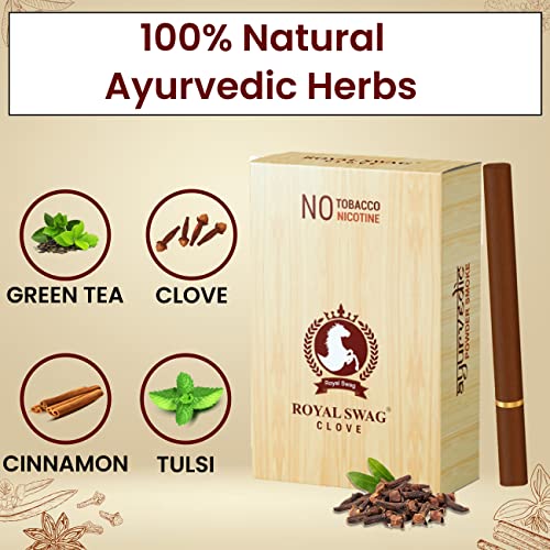 Image of Royal Swag Ayurvedic Herbal Cigarettes 100% Tobacco & Nicotine Free Clove Flavour (20 Sticks) Smoking Cessation - Helps To Quit Smoking | (Pack Of 20)