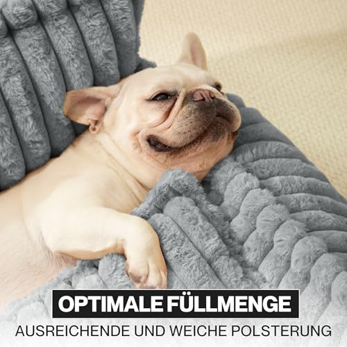 noviclass® Hundesofa Chaffar Hundebett | Orthopädische Matratze | Moderner Stil | Cord-Design Größen (Lichtgrau, L (100cm))