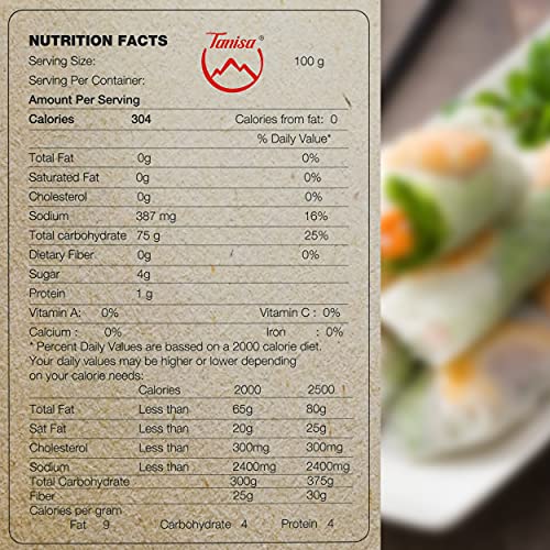 Tanisa Organic Spring Roll Rice Paper Wrapper For Fresh Roll (22Cm, Round, 12 Oz), Non Gmo, Gluten Free, Made In Vietnam, Banh Trang Goi Cuon #TOP6