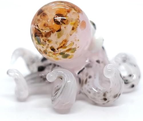 Miniatura 9 de Sansukjai Figuras pequeñas de pulpo, vidrio soplado a mano, animales, regalo coleccionable para decoración del hogar (líquido transparente)
