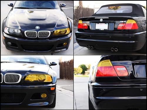 Image of Car Bike Light Tint Film Yellow Tint Vinyl Film Gloss Headlight Fog Lights (2 Feet x 3 Feet, Yellow)