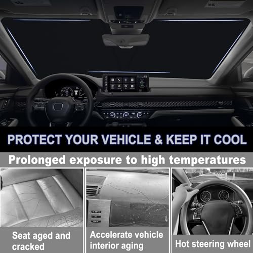 Image of Car Windshield Sun Shade for 2023-2026 Honda Accord| Front Window Sun Visor| 310T Reflective Polyester| UV Heat Insulation Protection| Foldable Sunshade with Storage Pouch