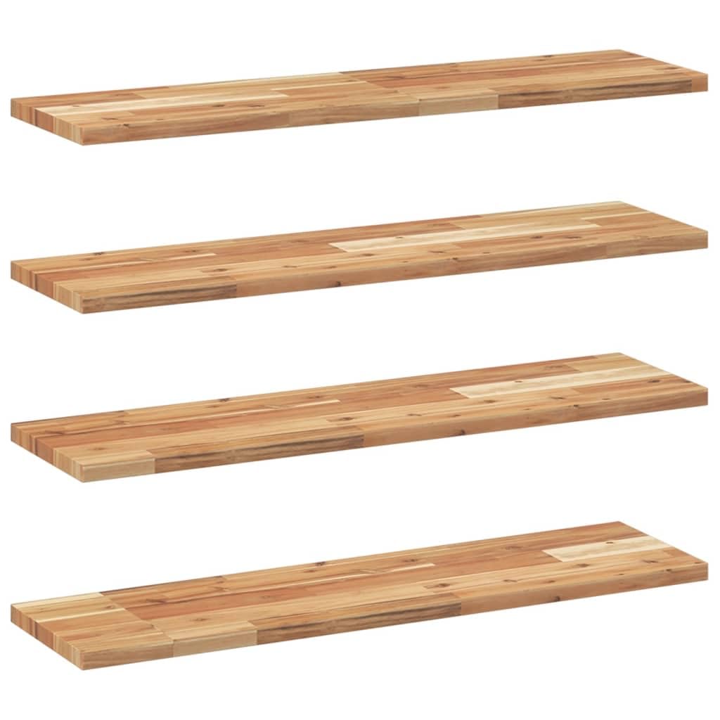 Lot de 4 étagères murales 80 x 20 x 2 cm en bois d'acacia finition