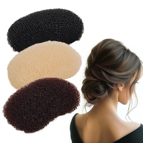 Vouchmind 3PCs Volumizing Hair Sponge Inserts with Puff Cushion Clips Hair Styling Tools for Adding Volume and Fullness for Women and Girls