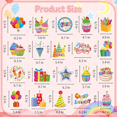 Image of 40Pcs Birthday Hanging Swirl Decorations, Colorful Cupcake Balloons Hat Sign Swirl Decor Happy Birthday Hanging Ornaments for Boy Girl Kid Party Supplies