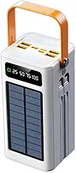 Power Bank Solar, 50000mAh, USB Tipo C, para Smartphone, Branco, Carregamento Rápido Bidirecional, Display Digital, Bateria