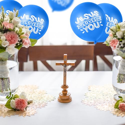 Image of Gejoy Jesus Loves You Balloon 12 Inch Latex Christian Religious Jesus Balloon Party Decor for He Is Risen Party Decor Favor Cross Church Event Birthday Sunday Supplies(Dark Blue,60 Pcs)