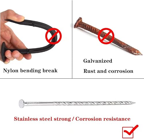 Miniatura 2 de 70 estacas de césped artificial de 6 pulgadas, picos de paisaje en espiral de acero inoxidable, picos de anclaje para bordes de paisaje para bordes