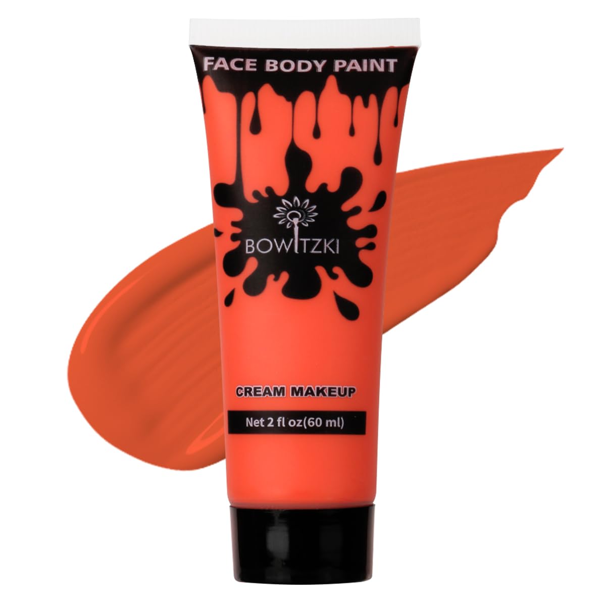 Bowitzki Farba do twarzy i ciała, 60 ml, na bazie wody, specjalne efekty dla dorosłych, dzieci, na Halloween, Boże Narodzenie, imprezę, scenę, cosplay (pomarańczowa)