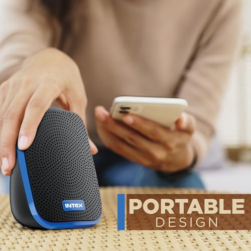 Image of Intex IT-120 2.0 Channel Desktop Speaker with 10W Powerful Sound, USB Powered, 3.5mm Jack, in-Line Volume Control, Loud & Compact Design, Portable for Laptop, Computer, Mobile - Blue