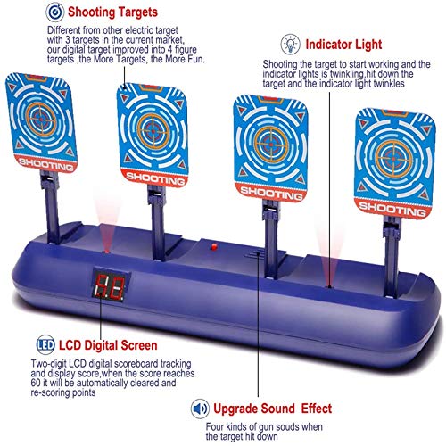 SWEMNED Digital Shooting Targets for Nerf Guns Practice Toy, Electronic Scoring 4 Targets Auto Reset, Ideal Christmas Fun Toys for Age 5,6,7,8,9,10,11,12+ Year Old Kids /Boys /Girls - Thumbnail 2