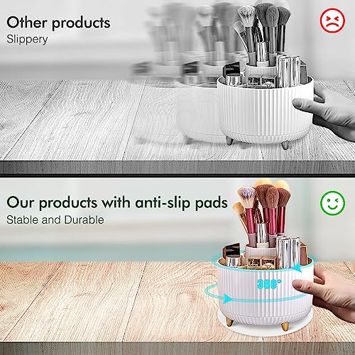 Top-spring 360° Rotating Makeup Organiser, Spinning Makeup Brush Holder with Anti-slip Mat - Image 4