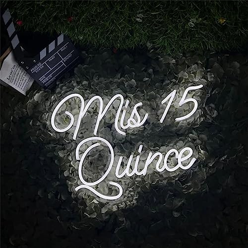 Image of Mis Quince Neon Sign Mis 15 Anos Custom Quinceanera Neon Signs for Wall Decor - Neon Light Birthday Gift Personalized Mis XV Anos Led Sign Gifts for Her,Size:45cm