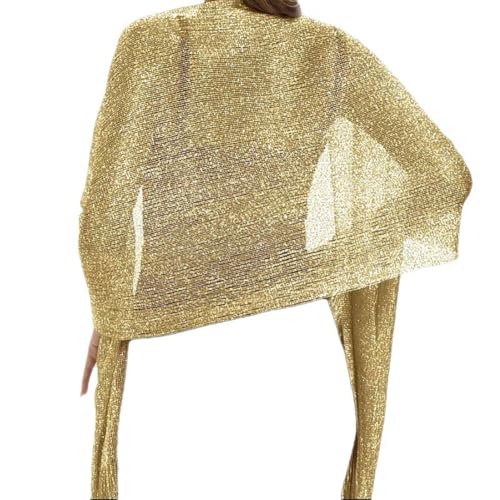 GSHLLO Sparkling Metallic Shawls Evening Party Wraps Wedding Stole Shawl Bling Formal Dress Shawl Elegant Tassel Scarf Silver2