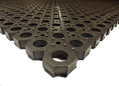 Vivol Tappetino in gomma resistente ad anello, 100 x 150 cm – 23 mm – Heavy Duty – Tappetini in gomma con fori di drenaggio – Adatto per più substrati interni ed esterni