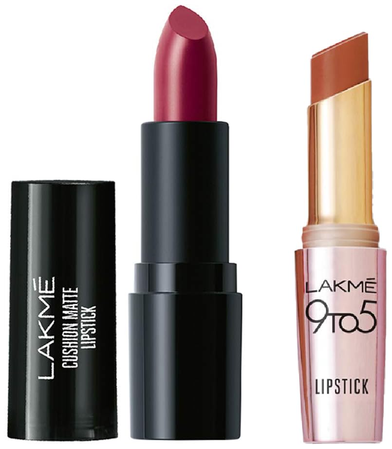Image of LAKME 9To5 Primer + Matte Lip Color Mb2 Caramel Latte & Cushion Matte Lipstick
