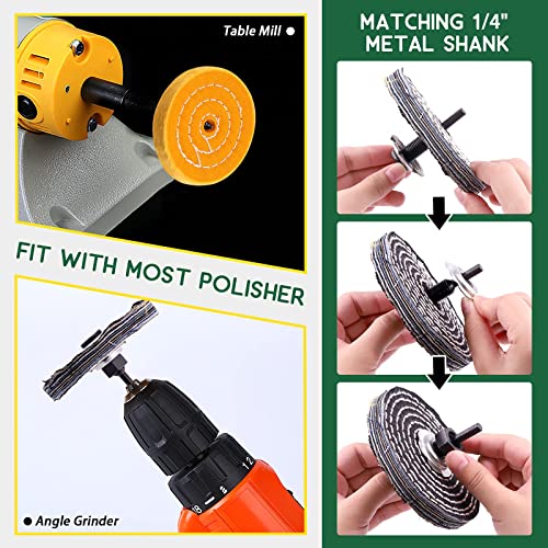 Keadic 18 Pcs 4 Inches Buffing Polishing Wheel Kit With Polish Compound Includes Cone/Column/Mushroom/T-Shaped Wheel Grinding Head With 1/4" Handle,Soft/Fine/Medium/Coarse/Rough Buffer Wheels With 1/2 #TOP7