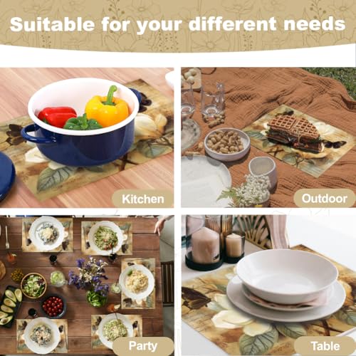 Sets de table magnolia lavables WADORN pour protéger la table de cuisine des taches - 5