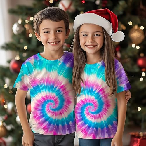 Image of Kids Tie Dye Shirt for Boys Girls Children Tie-Dye Hippes Tshirt Short Sleeve Tee Shirt for Todder
