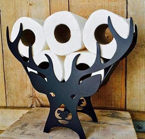 HomeZone Novelty Deer Head Toilet Roll Holder Free Standing Stag Animal Bathroom Accessories Decorative Home Decor Indoor Storage Loo Roll Holder