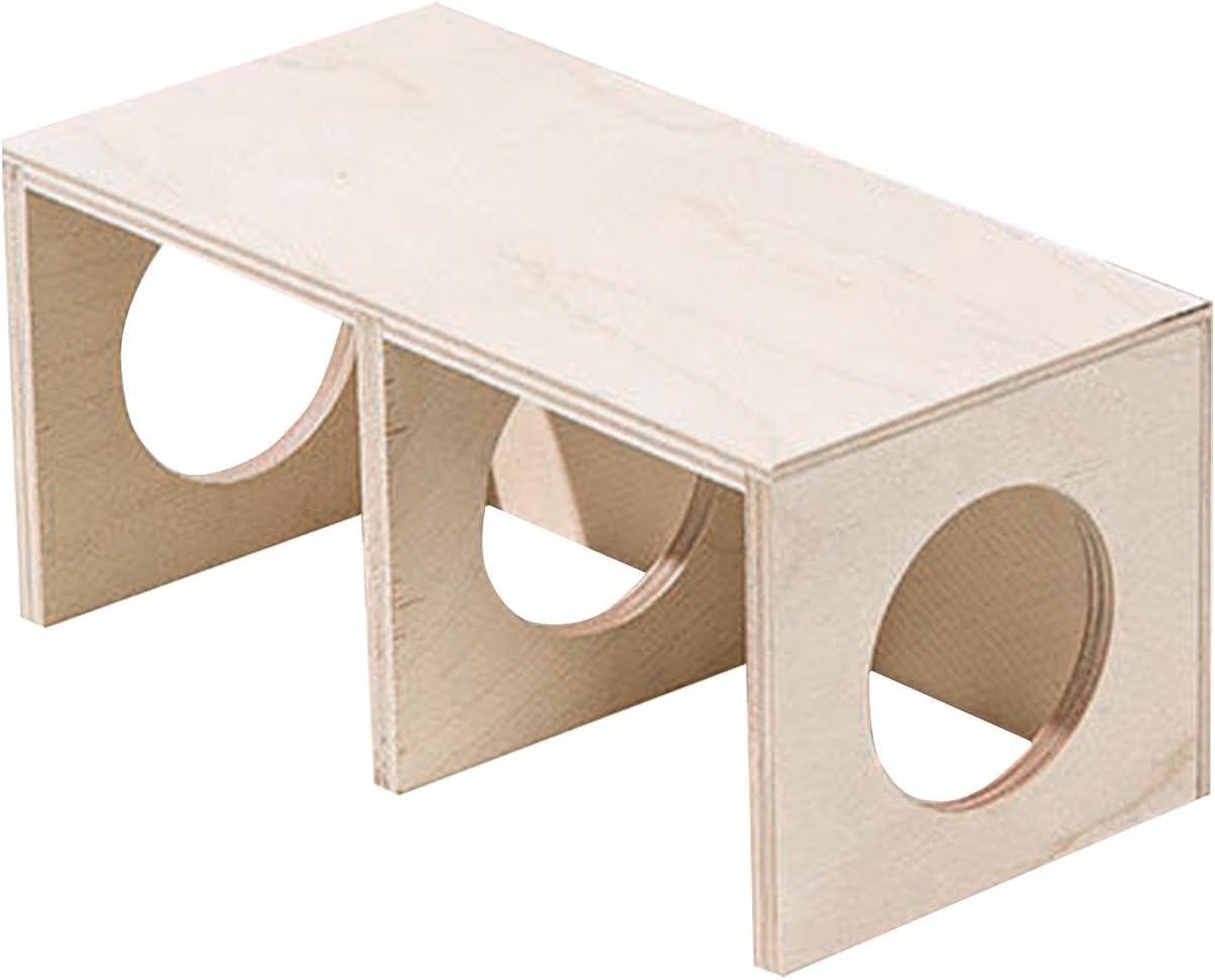 Hamster Hideout Chamber 2 Chamber Wooden House Hamster Habitat Wooden Hamster Tunnel Small Animal Tunnel for Study and Balcony