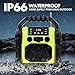 Bingxue Outdoor Radio Waterproof Bluetooth Speaker, 30W IPX 66 Digital Manual FM Clock Radio, Portable with LED Lights, Anticollision FM Radios for Constrution Site/Outdoor/Fishing/Camping