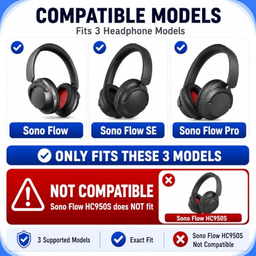 Repuesto de Almohadillas para Auriculares 1MORE SonoFlow/SonoFlow SE/SonoFlow Pro, Almohadillas de Cuero con Espuma de Memoria, Extra Gruesas, 1 Par, Negro con Tela de Malla miniatura 2